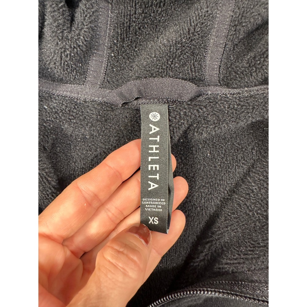 Athleta Womens Karma Black Half Zip Fleece Lined Hoodie Sweatshirt XS Thumbholes - Picture 7 of 11
